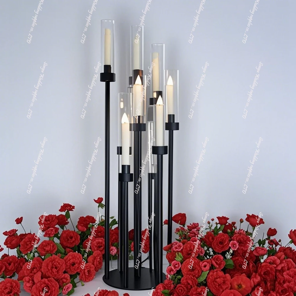 

10pcs)Wedding Backdrop Decoration black Metal Candle Walls Gold Bar Shaped Background Candle Holder black Wedding Arch Backdrop