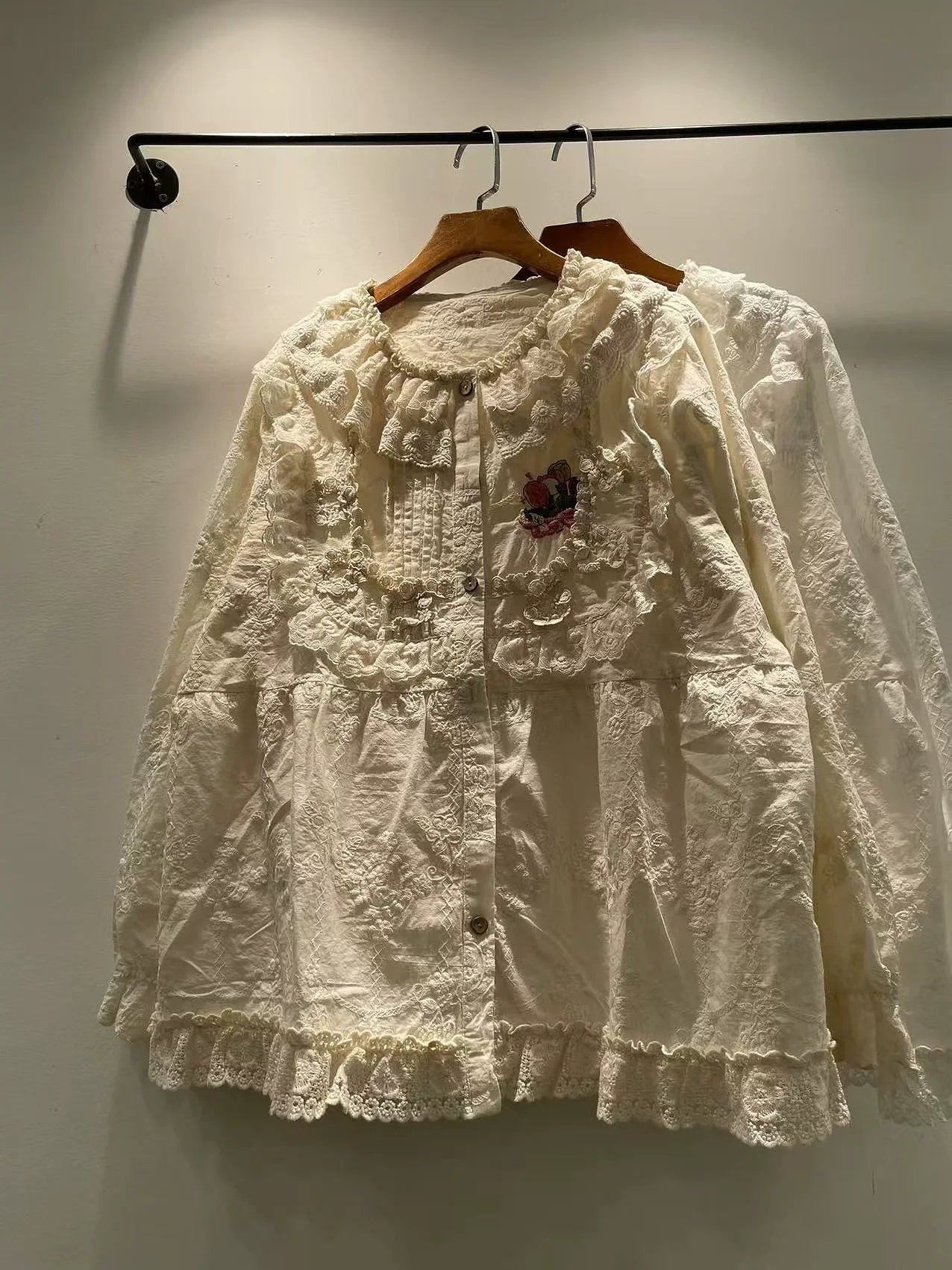 

2026 Sweet lolita clothing mori girl Japanese style lace collar embroider shirts and blouses for women Japan brand fairy tops