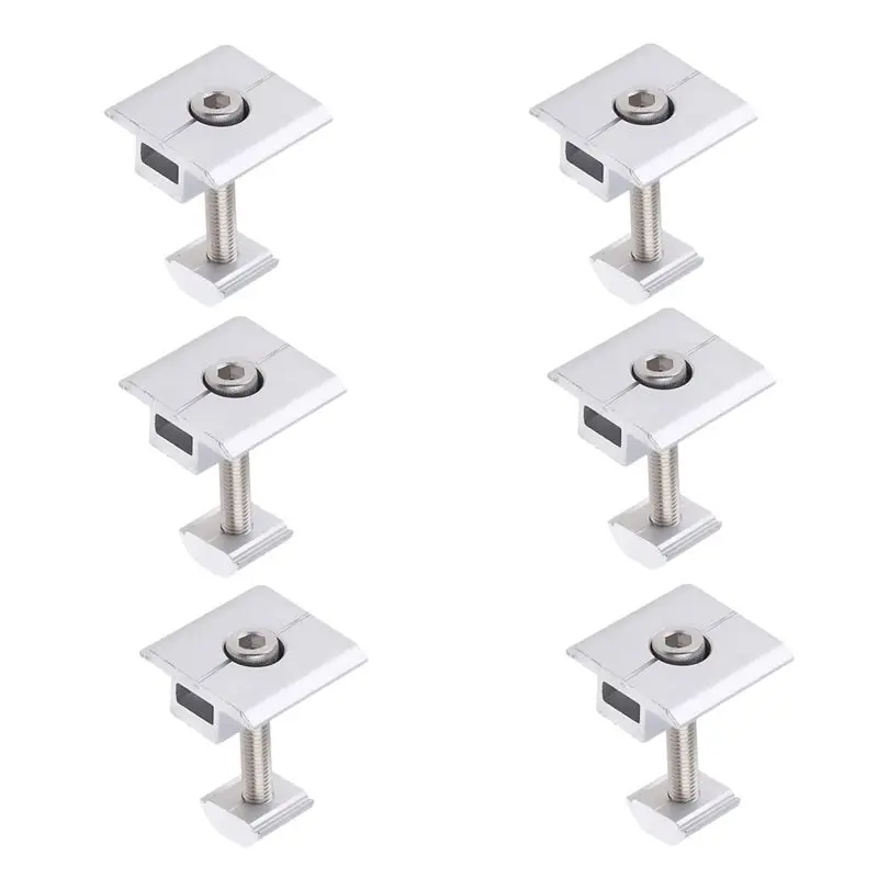 M12K-6 Pieces Solar Mounting Clips T-Shaped Centre Clamp Aluminium Alloy Photovoltaic Solar Panel Centre Clamps 30Mm