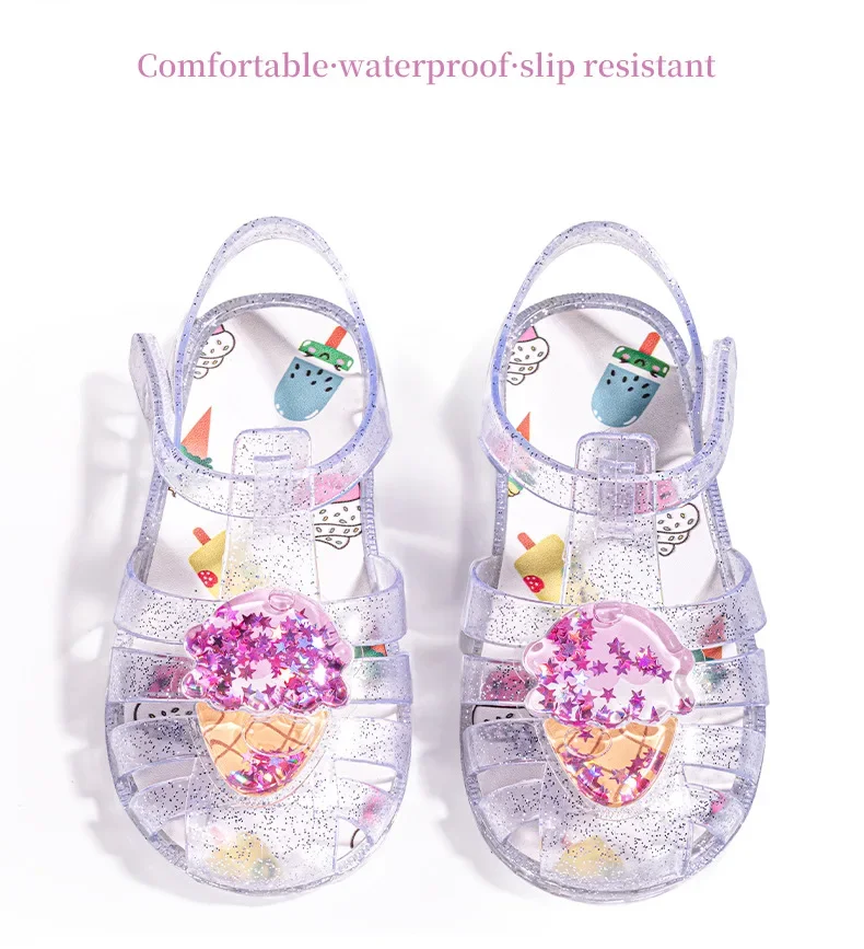 Modische Sommer-Neuheit: Kinder-Jelly-Sandalen, Trendige Süße Strandschuhe, Mädchen-Cartoon-Frucht-Sandalen, Schüler-Kristallschuhe – Detail 4