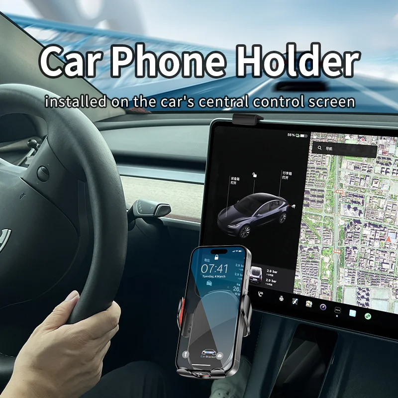 

Car Phone Holder Specifically For Tesla Model 3/3 Refresh Phone Mount On Screen Features with Aluminum Alloy Base Easy Install