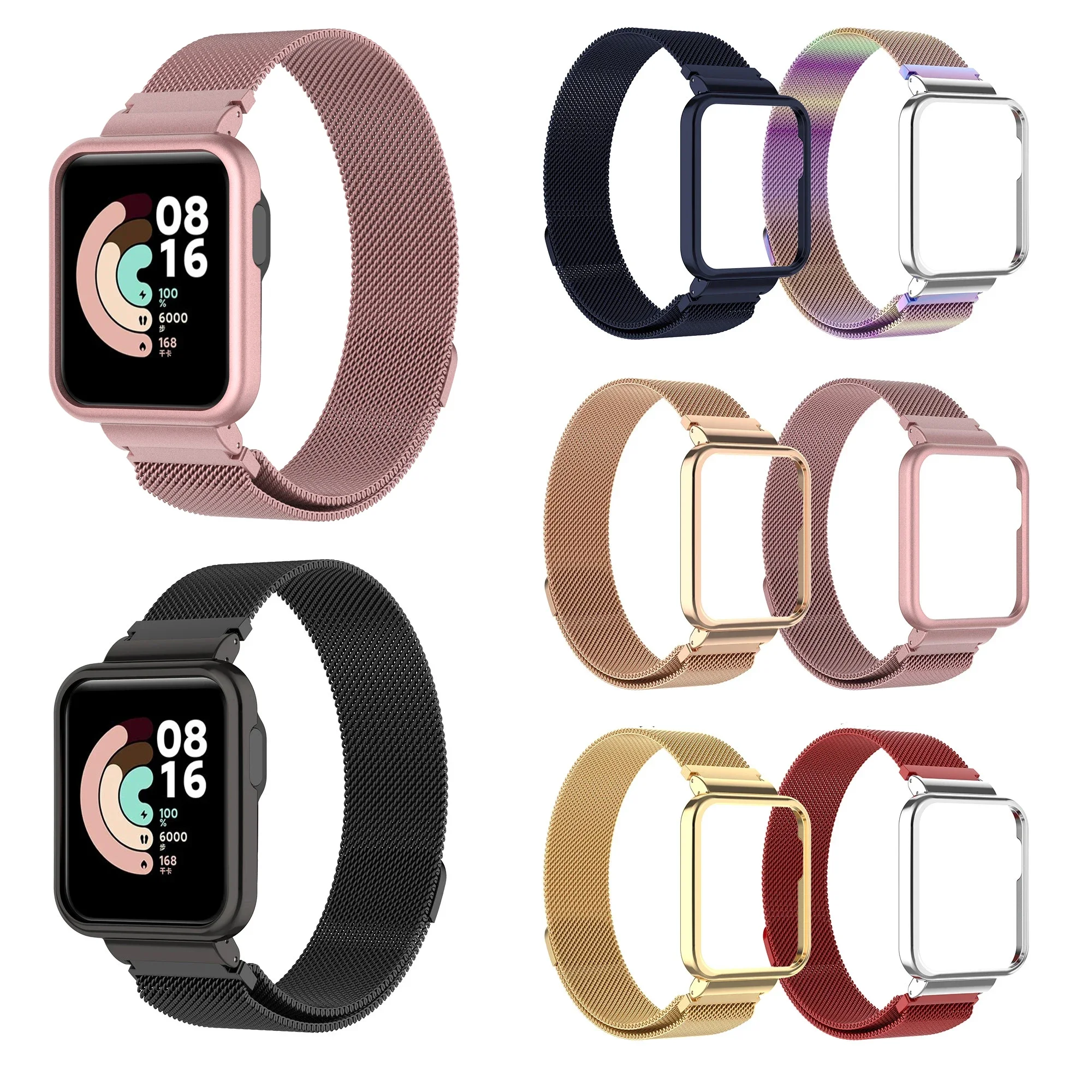 레드미 워치용 메탈 마그네틱 시계 스트랩, 레드미 워치 2 라이트 3 용 메탈 마그네틱 루프, 팔찌 및 케이스