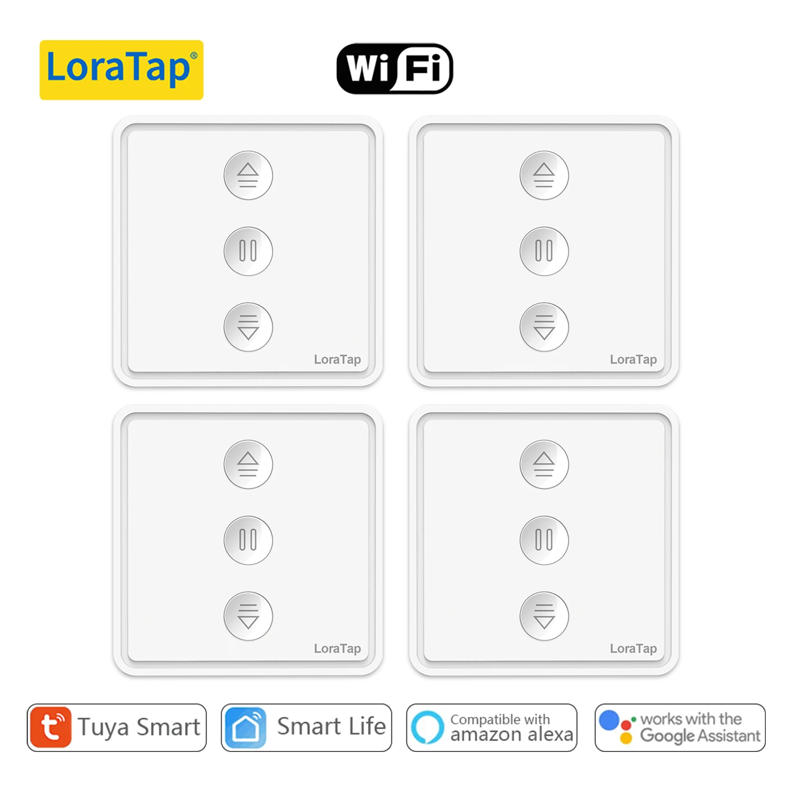 LoraTap Tuya Smart Life Roller Shutter Curtain Pushbutton Switch Remote Control via Google Assistant Alexa 