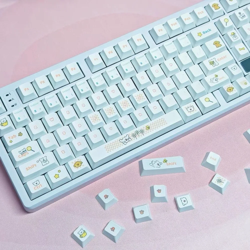 

Line Puppy Cherry Key Cap 120 Key Cute Puppy Custom PBT Key Cap for Mx Mechanical Keyboard