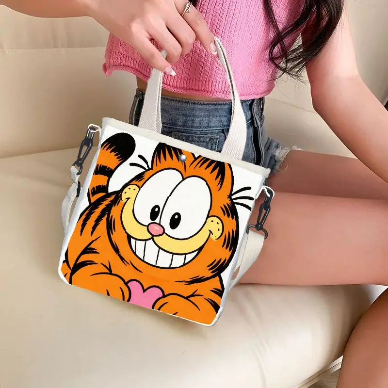 

Модная милая холщовая сумка-тоут с Гарфилдом, легкая сумка через плечо, девичья сумка для покупок
