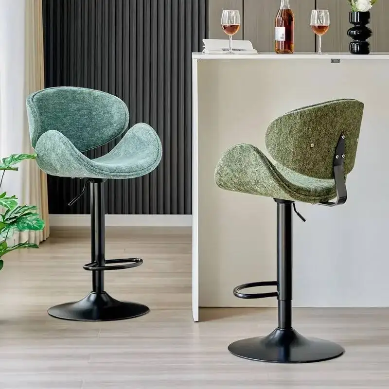 Nordic Home Backrest Swivel Chair Modern Simple Light Luxury High Stool Bar Chairs Lift Solid Wood Comfortable Bar Chairs