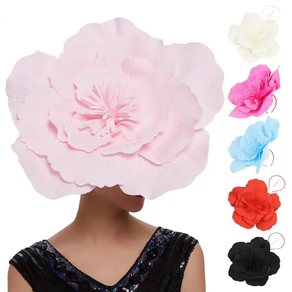 Flower Decor Hair Band Scrunchie Design Fascinator Hat Elegant Floral Headband Fascinator for Bridal Makeup Prom Photography