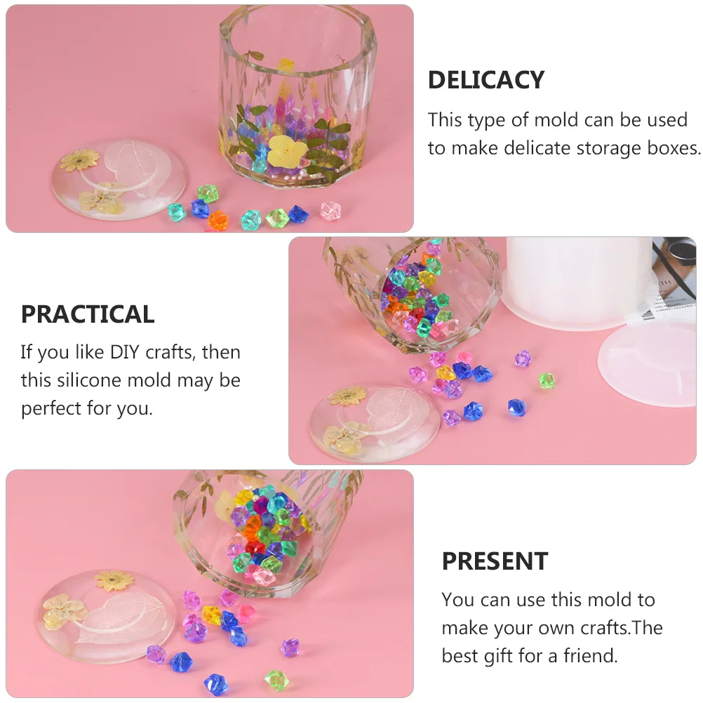 

Silicone Cylindrical Jewelry Storage Box Mold Flexible Transparent DIY Resin Crystal Epoxy Mold Craft Organizer Mould