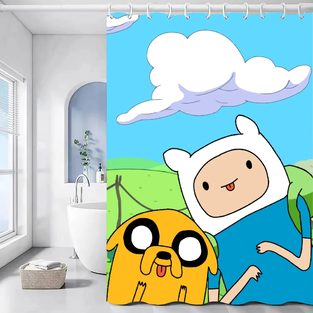 A-Adventure Time Bathroom Curtain for Shower Curtains in the Bathroom Accessories Set Bath Sets Waterproof Fabric European Home