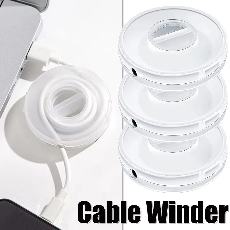 Caja organizadora de cables giratoria, portátil, redonda, para cables USB, auriculares y cables de carga, 1/2/3 piezas.