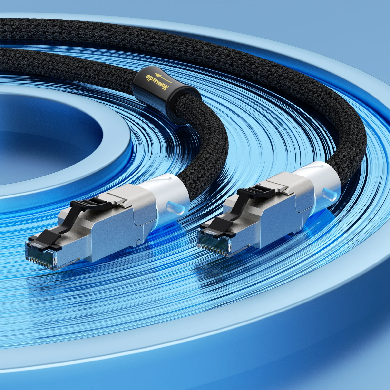 Monosaudio MCAT8 純銀メッキ HiFi Cat 8 ネットワークケーブル 40Gbps 2000MHz スピードインターネット LAN コードルーターアンプ用