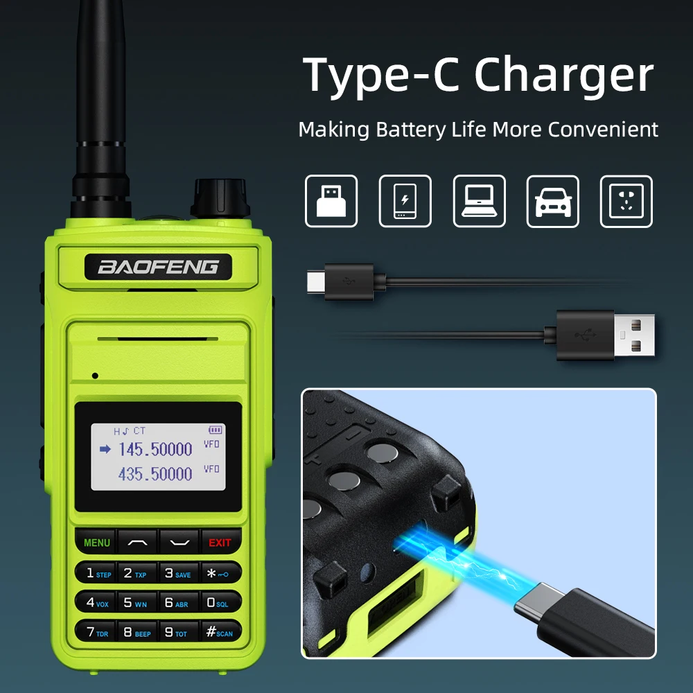 P15UV BAOFENG Walkie Talkie dalekiego zasięgu dwukierunkowe radio o dużej mocy 10W dwuzakresowy typ C profesjonalny CB Ham Radio FM Transceiver