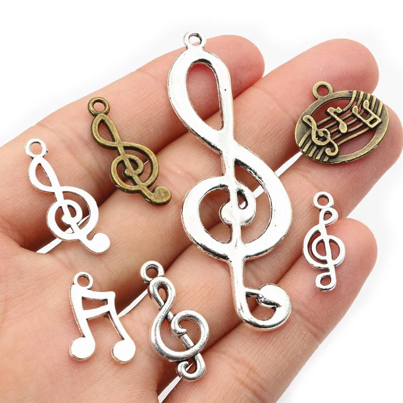 10-40 Stück Legierung Metall Musik Note Charms Anhänger DIY Schmuck Herstellung Zubehör Ergebnisse für Halsketten Ohrringe Armbänder