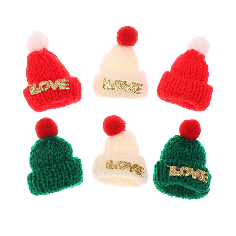 10PCS Christmas Creative Mini Hats for Wine Bottle Mini Pretty Knitted Thread Hat Bottle Toppers Christmas New Year Decorations