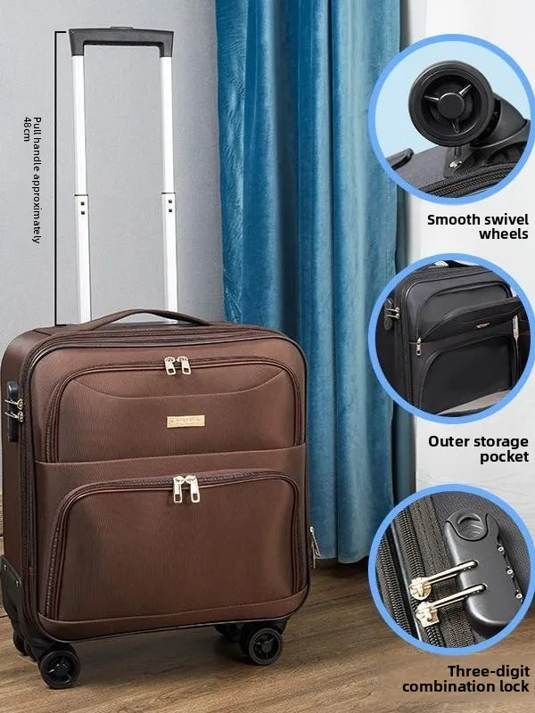 حقيبة حمل من قماش الثور مقاس 8 بوصة، صندوق كلمة مرور كبير بسعة كبيرة للسفر، متين مع عجلات رباعية الاتجاه