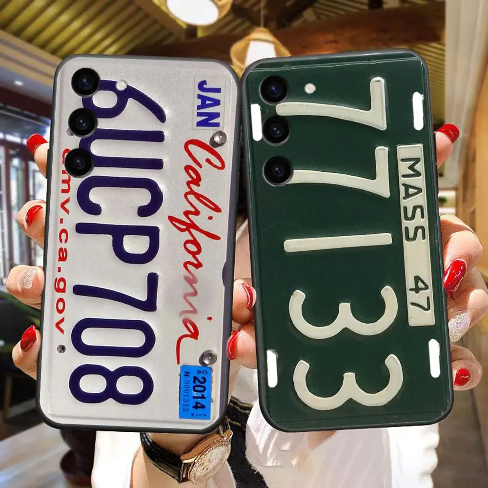 Funny License Plate Number Car Phone Case For Samsung Galaxy S24 S23 S22 S21 S20 FE S10 S10E LITE PLUS ULTRA Case Funda Shell