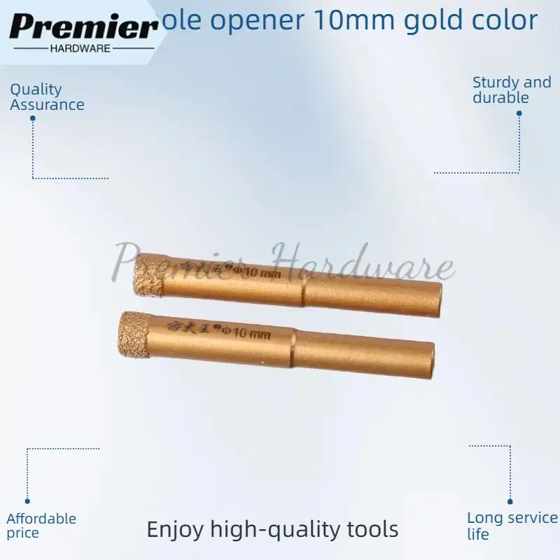 1 Buah Mata Bor Berlian Emas 10mm, Mata Bor Lubang untuk Kaca, Granit, Pemotong, Pembuka untuk Marmer, Granit, Keramik, Pemotong Ubin Kaca