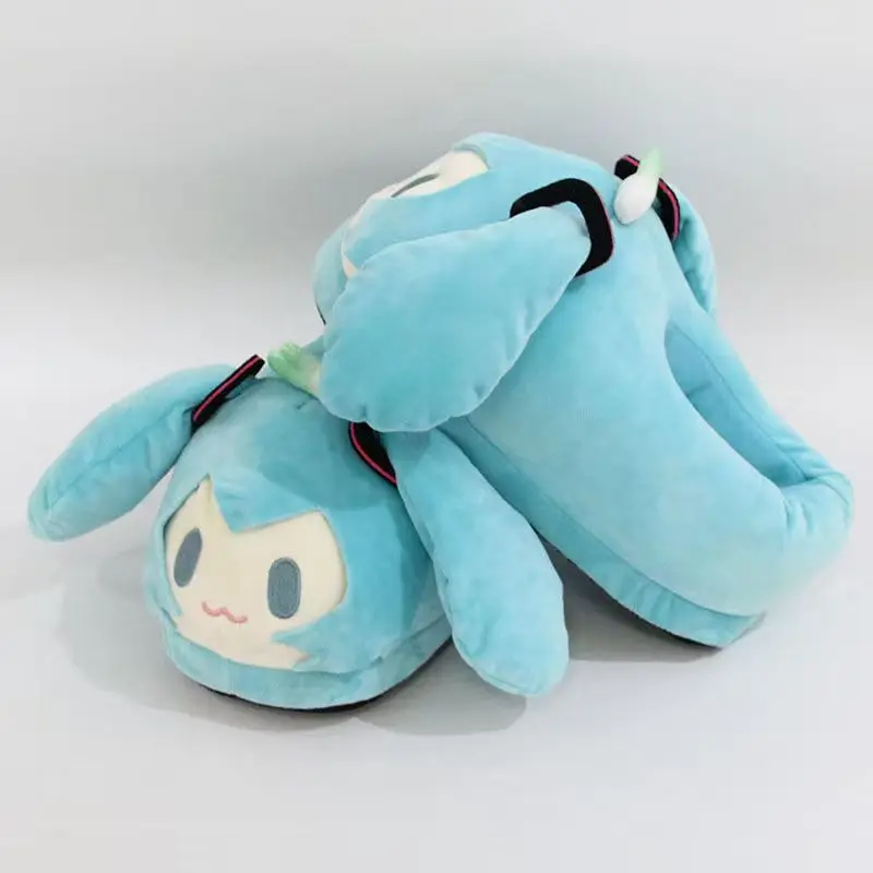 Kawaii هاتسون ميكو الكرتون النعال Y2k أنيمي الطرفية المنزل الطابق أحذية للفتيات أحذية قطنية دافئة النعال الفتاة الهدايا #5