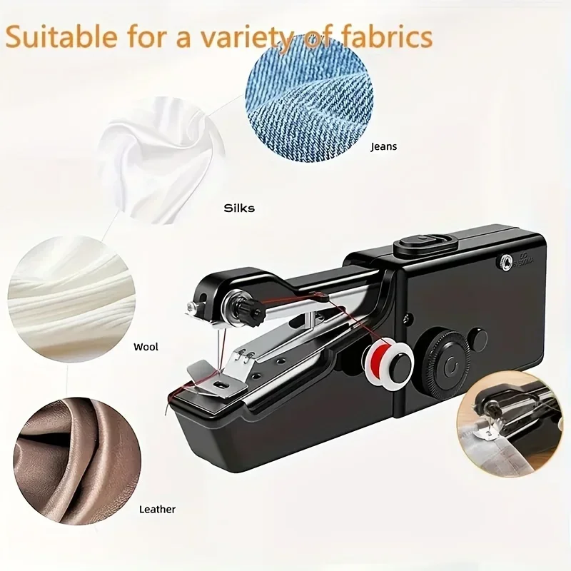 

1PC-Mini Electric Sewing Machine - 2-Speed Adjustable, Cordless Operation for DIY Cloth/Stuffed Animals, Travel Sewing Kit