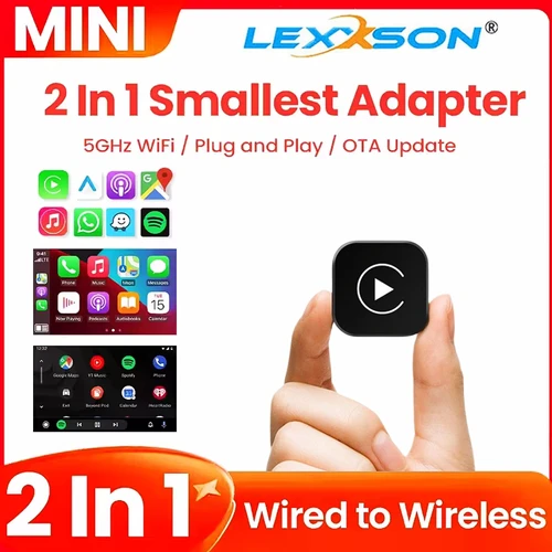 Adaptador CarPlay inalámbrico mejorado 2025, sistemas inteligentes inalámbricos Android Auto AI Smart Box para coche CarPlay con cable