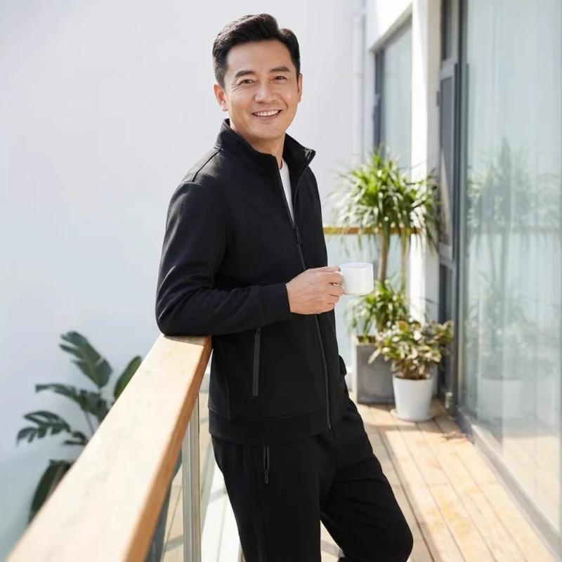 2026 middle-aged and elderly large size pure cotton sportswear set, men's casual fashion high-end two-piece set