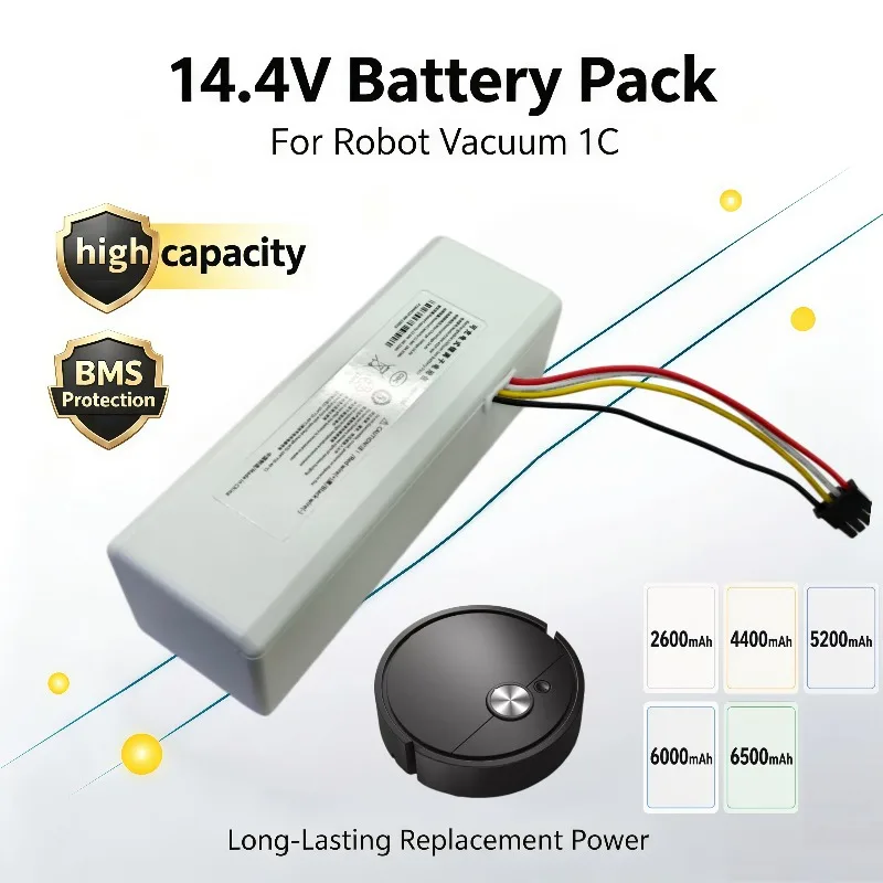 14.4V 2600mAh/4400mAh/5200mAh/6000mAh/6500mAh Li‑ion Replacement Battery Suitable For Robotic Vacuum Cleaner Sweeper Robot