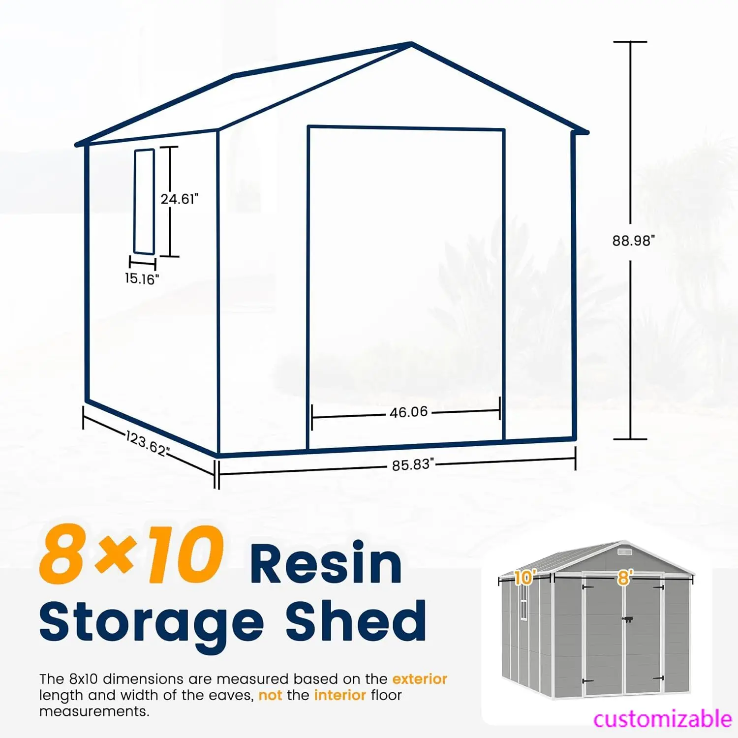 

NEW Storage Shed 8 x 10 FT, Resin Outdoor Garden Sheds with Floor Plastic Patio Outdoor Storage with Lockable Door for Tool
