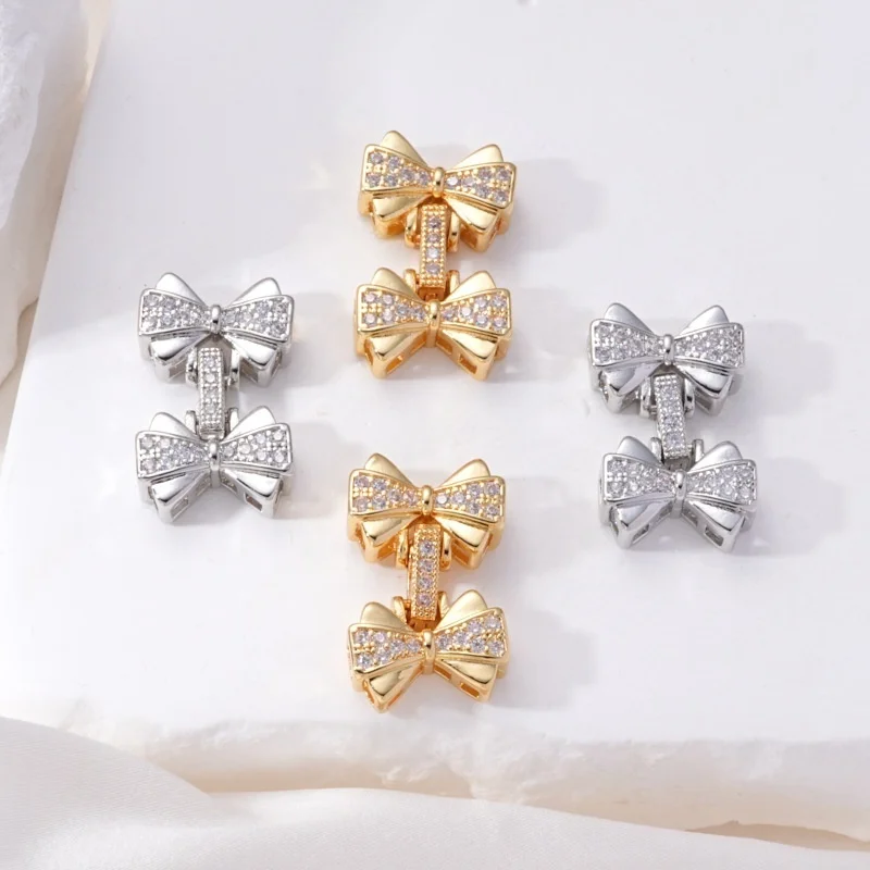 

1 Piece Copper Gold-plated Pearl Necklace Connection Buckle Bow Snap Buckle DIY Jewelry Production Material Accessorie Wholesale