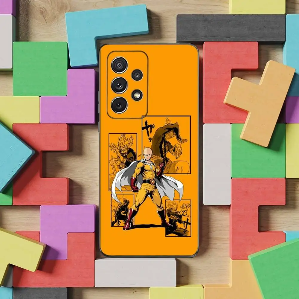 Capa de telefone One P-Punch M-Man S-Saitama para Samsung S25, S24, S23, S22, S21, S20, S10, Ultra, Plus, Lite, FE, capa preta de silicone macio