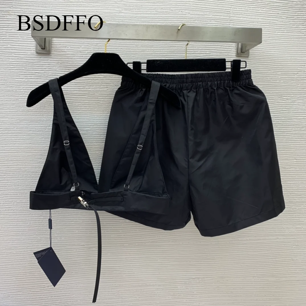 

BSDFFO 2024 Summer New Women's Tank Top Shorts 2-Piece Sling Tank Top+Wide Leg Shorts Women's Set