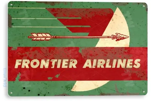 Frontier Airlines Sign, Airplane Hangar, Retro Commercial Aviation Tin Sign C610