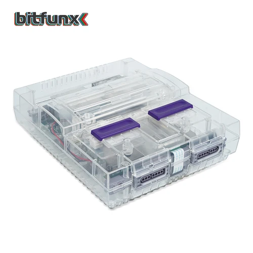 Imagen 2 del producto Bitfunx SNES carcasa de repuesto transparente para Nintendo SNES SFC versión estadounidense consolas de juegos Retro negro translúcido