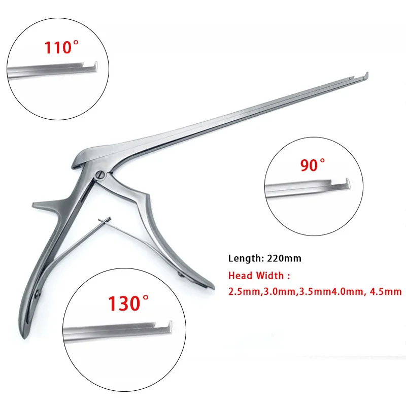 1pcs Kerrison Bone Rongeur Forceps 130 Degree Orthopedic Instrument 2.5mm/3.0mm/3.5mm/4.0mm pet