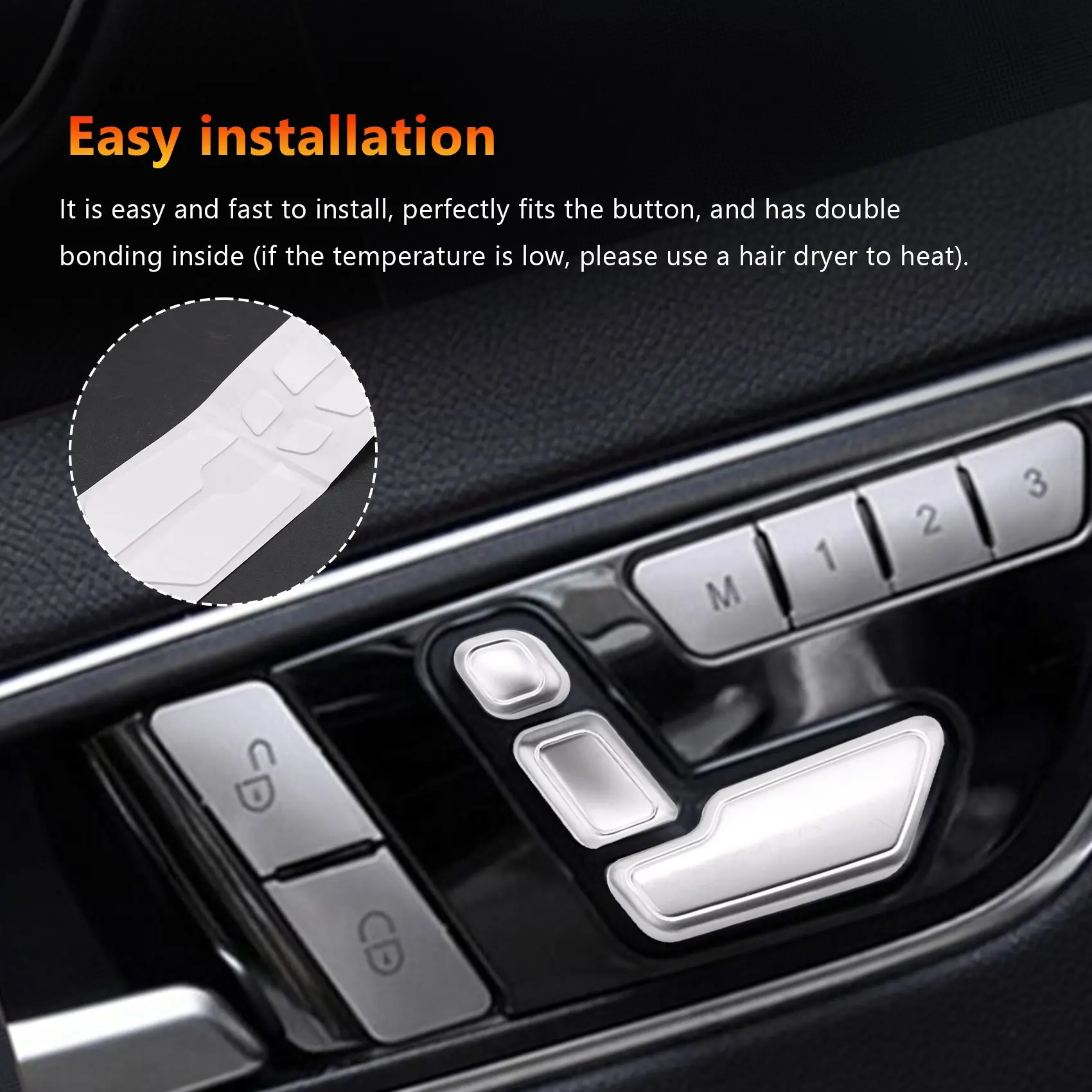 Car Zinc Alloy Door Seat Adjust Button Switch Cover Sticker Trim for Benz C E GLK GL ML Class W204 W212 W218 Accessories