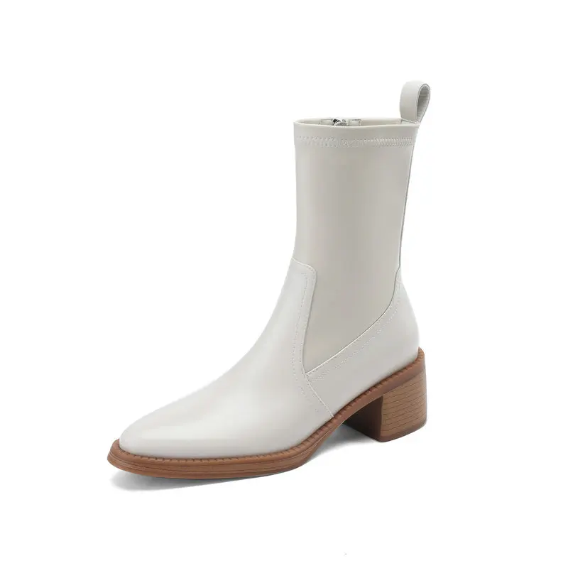 

2025 New Autumn Women Boots Genuine Leather Black Beige Boots Casual Shoes