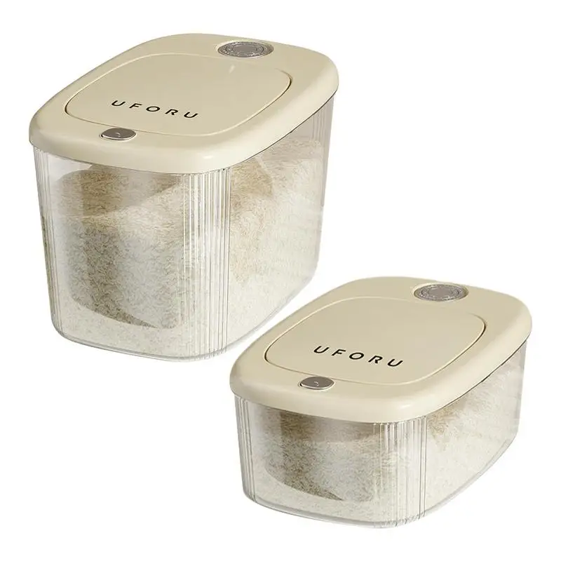 Kitchen Rice Organizer Press Type Food Storage Container Moisture-proof Grain Bucket Dispenser Household Airtight Seasoning Jar