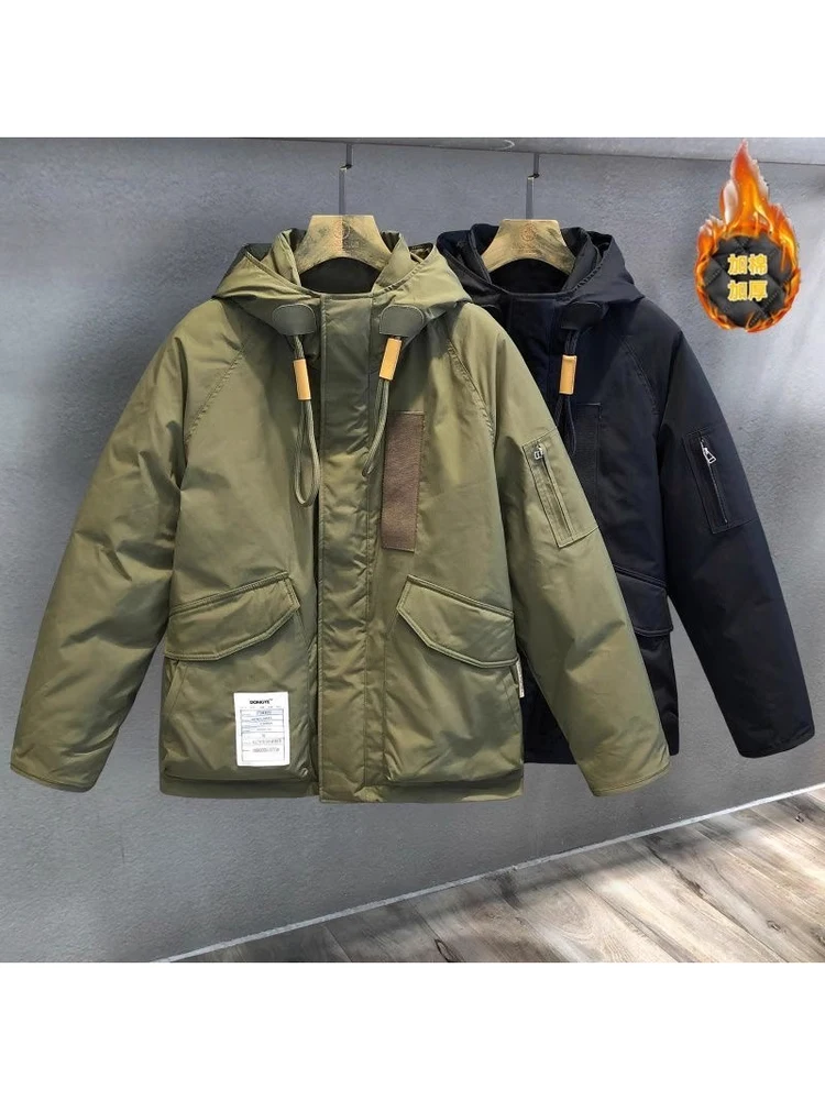 2025 New American Retro Workwear Cotton Jacket Men's Thickened Warm Hooded Multi-pocket Loose Versatile Trendy Outerwear