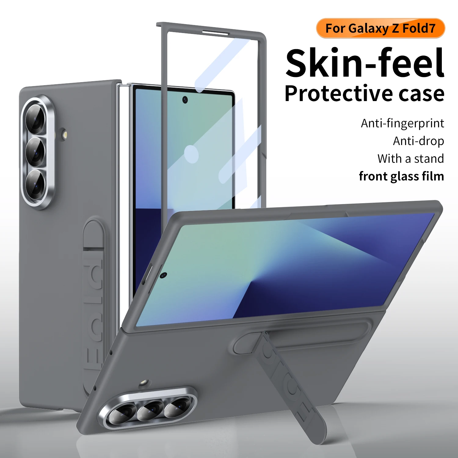 

Hinge Funda cover for Samsung Galaxy Z Fold 7 Case Wristband Holder Front Glass Protection Plastic Cover