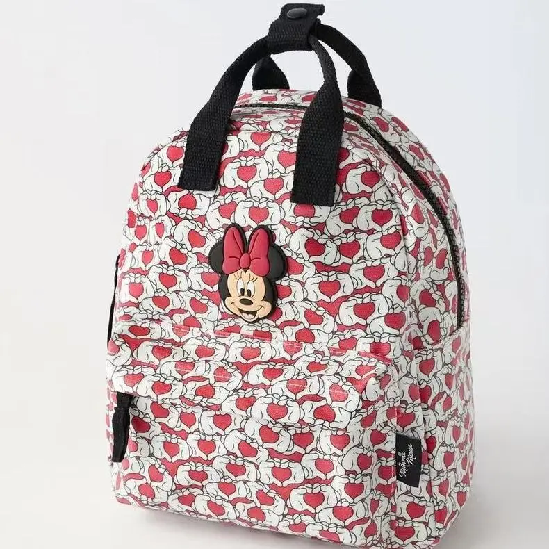 Disney Cartoon School Bag for Children, Minnie Mouse Mickey Backpack Mochila impermeável para viagem, moda infantil, Stitch, New