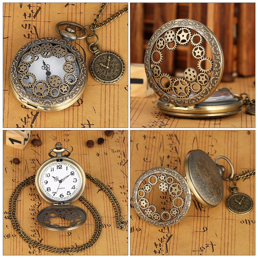 Roman Pocket Watch Necklace Classic Retro Alloy Hanging Chain Small Size Precise Timekeeping Vintage Design Perfect Gift Pocket