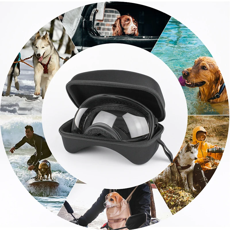 Wide View Dog Goggles Medium Large Dog Sport Sunglasses UV Protection Soft Pet Windproof Glasses for Driving Riding Hiking