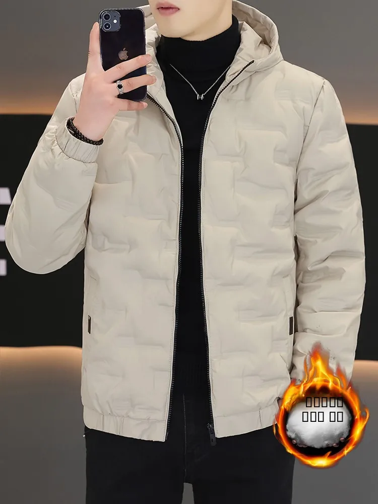 

Мужская утепленная пуховая куртка из хлопка на осень-зиму, новая модель, на молнии, с длинными рукавами, с капюшоном, молодежная, модная