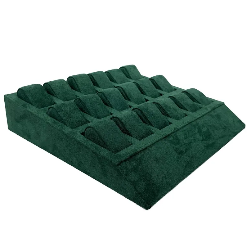 

Luxury Watch Storage Box 18 Slots Green PU Material Impact Resistant Watch Display Rack for Window Counter