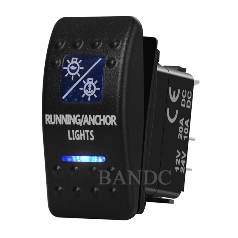 

Blue Led Running/Anchor Light Rocker Switch Navigation Light 7 Pin ON-OFF-ON 3 Way Toggle Switch for Boat Marine Pontoon FIshing