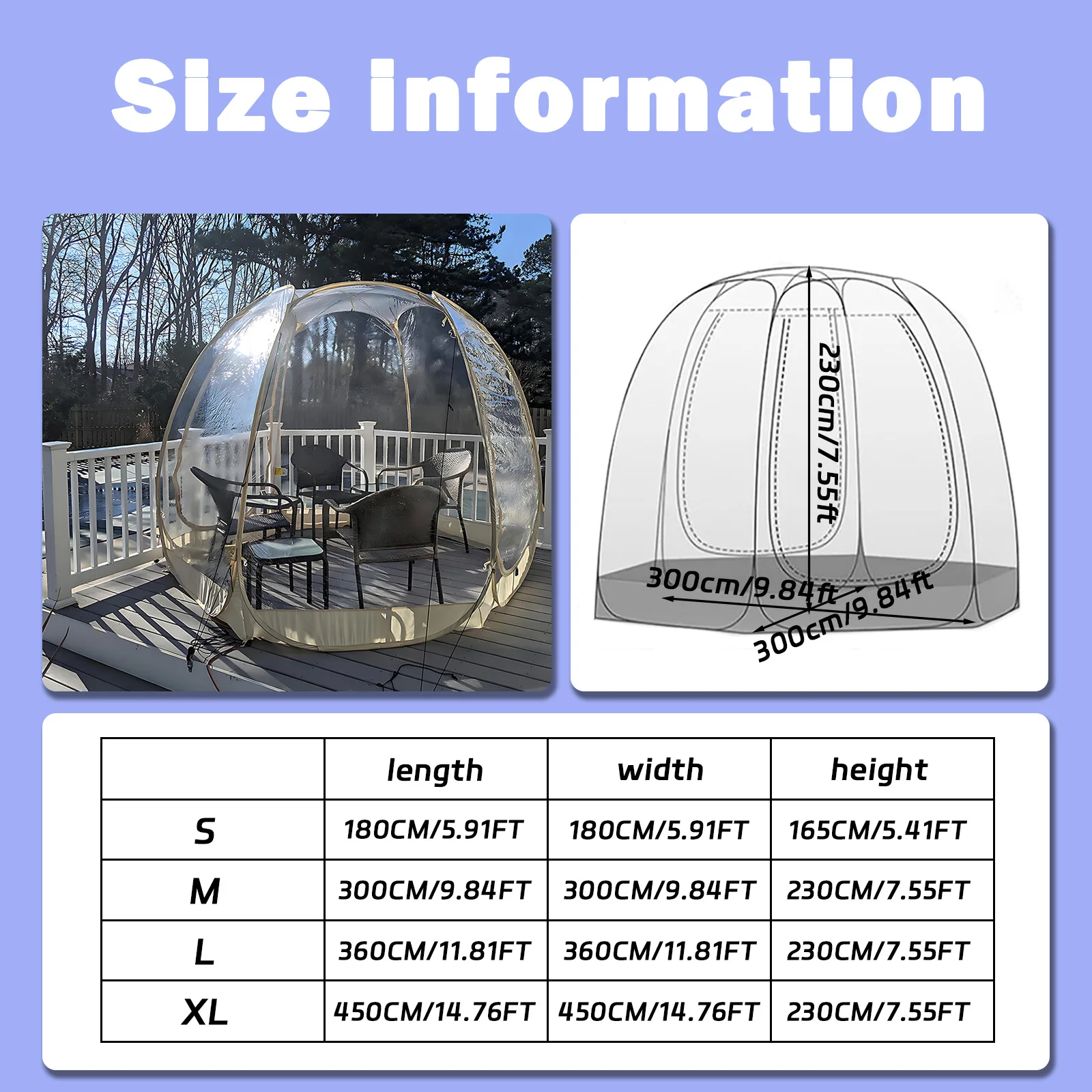 Large Quick-Set Bubble Tent Portable Outdoor Igloo Extreme Cold Resistant Winter Shelter for Camping And Backyard Use