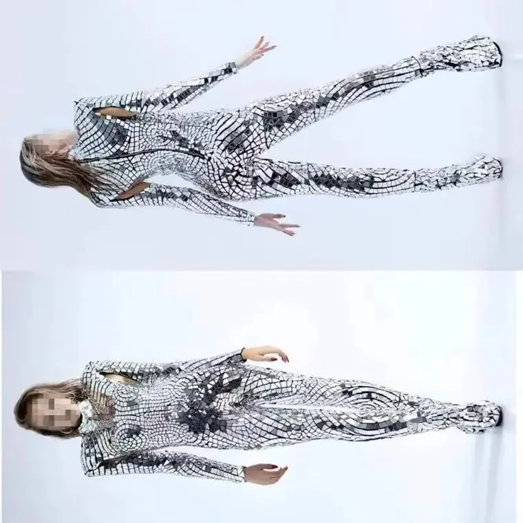 

Women Mirror Jumpsuit Event showgirl dancer costumes dance women's costume mirror women stage show outfit
