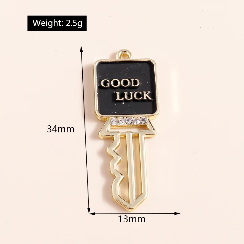 Leslie 4 stücke Marke Design Gold Farbe Glück Schlüssel Charms Anhänger für Frauen Halskette Ohrringe DIY Handgemachten Schmuck Machen – Detail 1