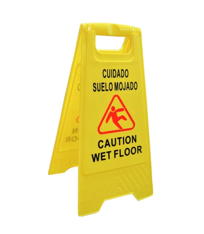 61.5x29 cm English Spanish Wet Floor Sign Collapsible Sign Warning Warning Wet Pavement Yellow p