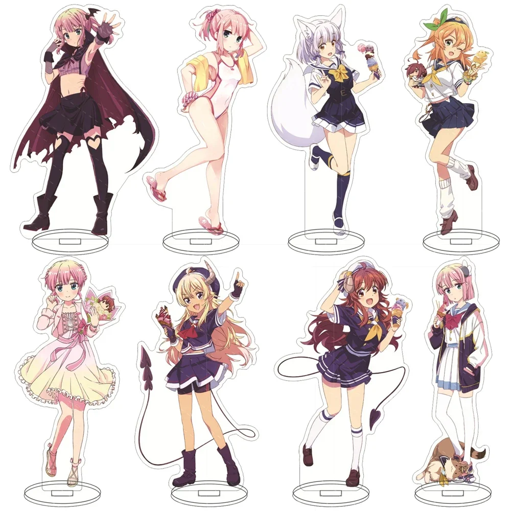 Anime The Demon Girl Next Door Acrylic Stand Figures Yuko Yoshida Momo Chiyoda Machikado Mazoku Cosplay Model Desk Decor Gifts