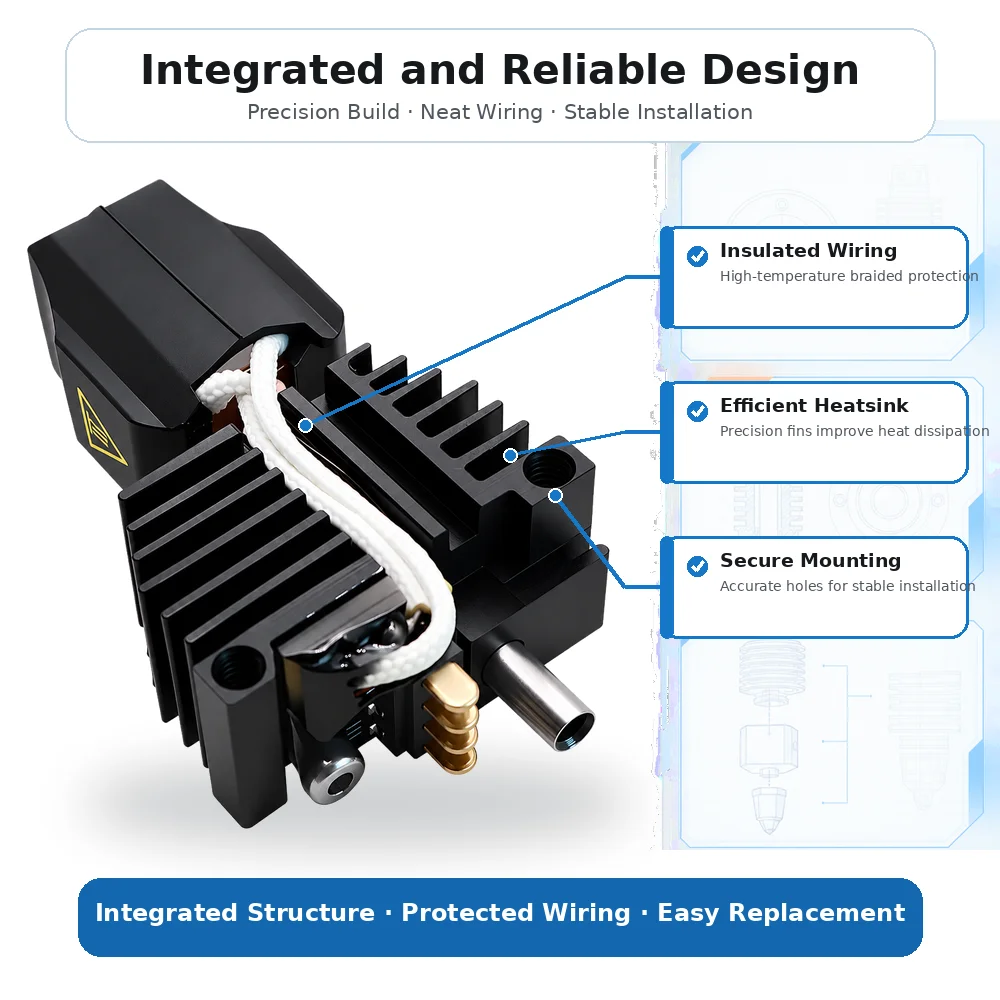 Zestaw Hotend Flashforge Creator 5, kompatybilny z Creator 5 Pro, umożliwiający szybką wymianę dyszy, dostępne rozmiary: 0,25/0,4/0,6/0,8 mm. — zdjęcie produktu 6